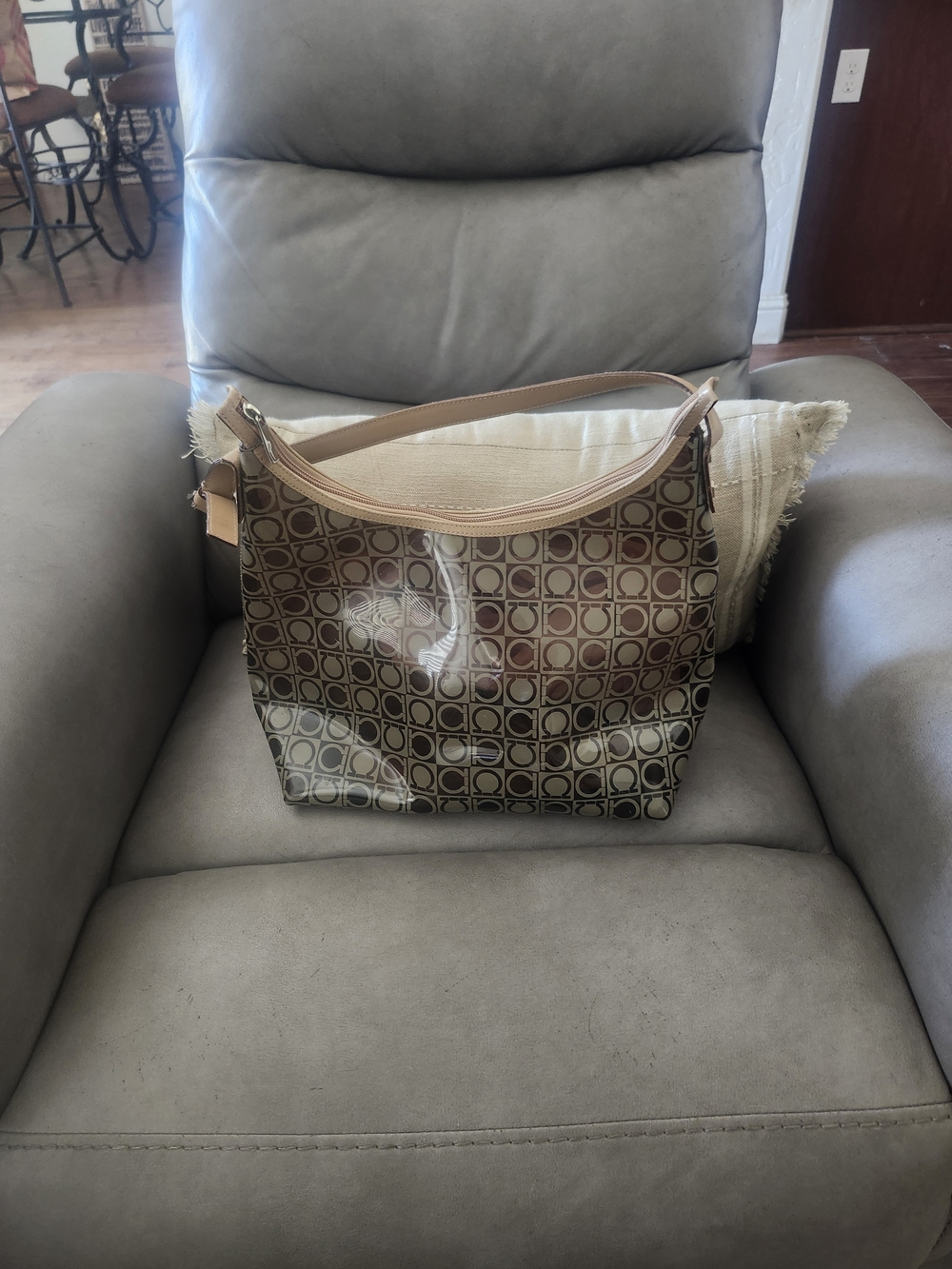 Salvatore Ferragamo Brown Coated Monogram Hobo Bag - Picture 2 of 10